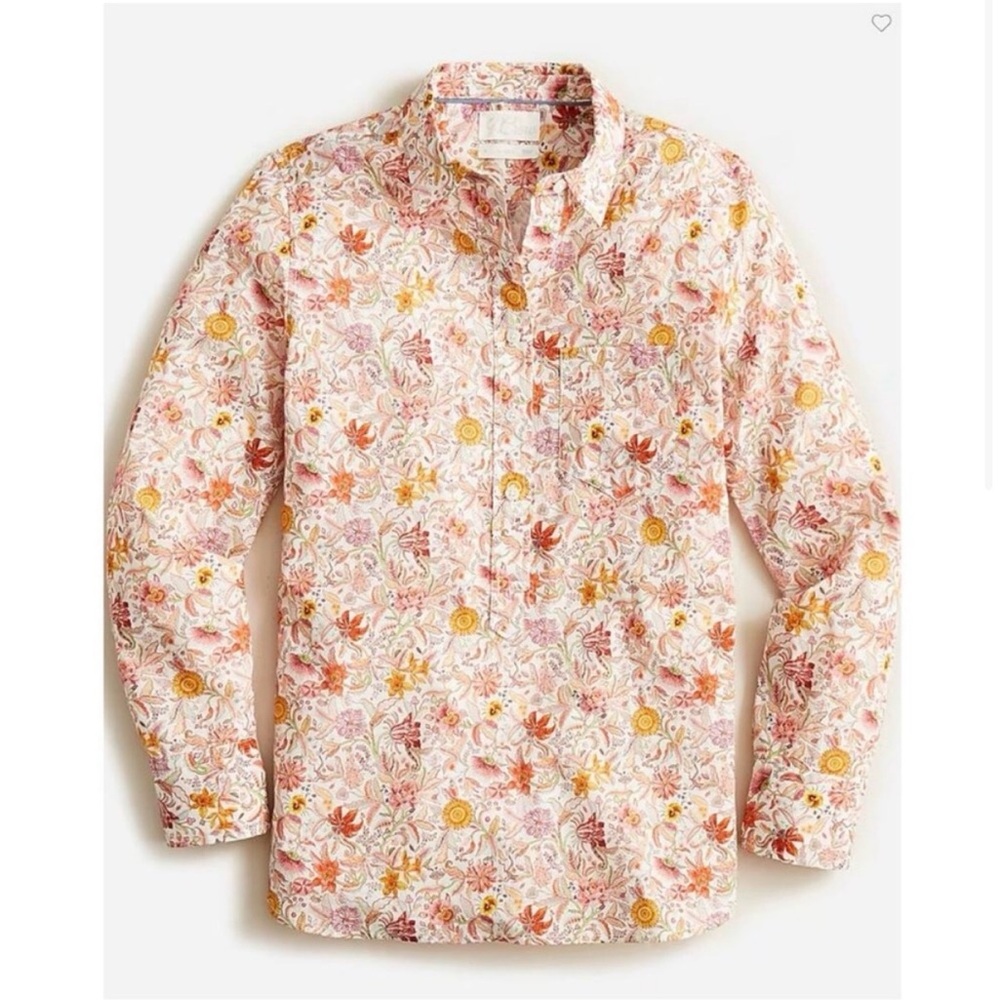 J. Crew Classic Fit Organic Cotton Popover Shirt Liberty Garden of Life Size 4 - Picture 2 of 8